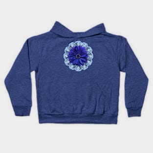 Blue Flower Mandala Women and Girls Kids Hoodie